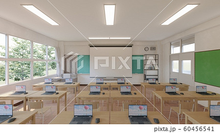 小学校　教室　パソコン 人なし　文字無し　イラスト16 60456541
