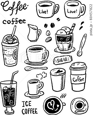 カフェ コーヒー イラスト 線画のイラスト素材