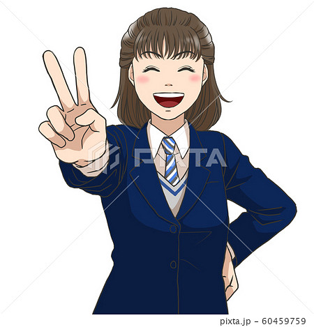 High School Girl Giving A V Sign Stock Illustration