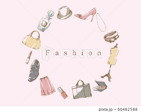 ファッションフレーム サークル ピンクのイラスト素材