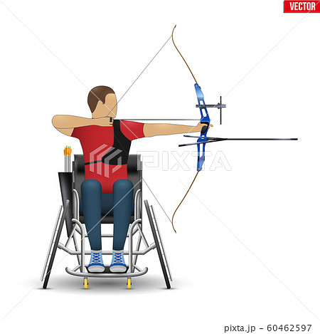 Disabled Archer Athlete Aiming With Sports Bowのイラスト素材