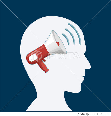 Human head with a megaphone inside. Human head with a megaphone inside. 60463089