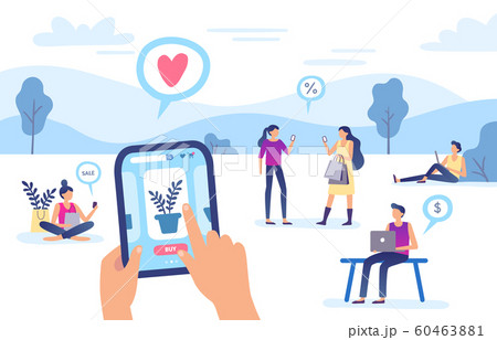 Online buying. Internet shop, smartphone security transfer payment and web shopping pay vector illustration Online buying. Internet shop, smartphone security transfer payment and web shopping pay vector illustration 60463881