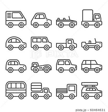 Cars and Trucks Line Icons Set. Vector 60464631