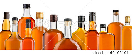 whiskey bottles isolated 60465101