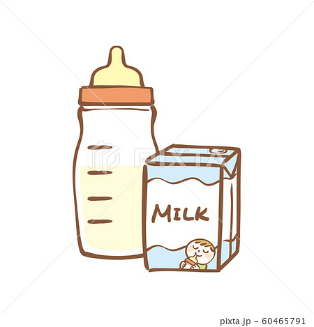 液体ミルクと哺乳瓶のイラストのイラスト素材