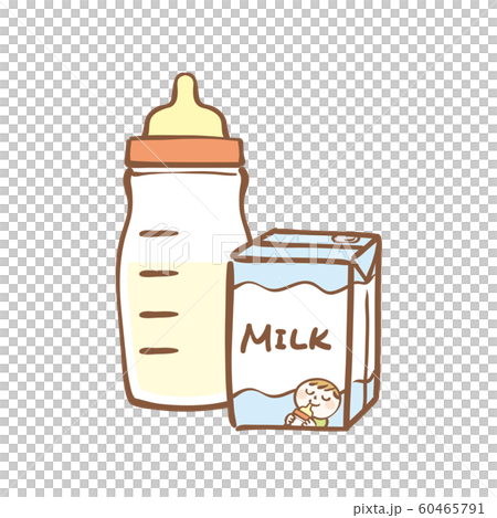 Illustration of baby bottle with liquid milk 60465791