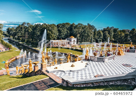 Grand cascade in Pertergof, Saint-Petersburg, Grand cascade in Pertergof, Saint-Petersburg, 60465972