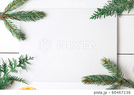 Beautiful Christmas composition on wooden white 60467136