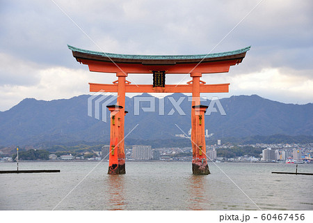 <広島県>宮島 厳島神社(嚴島神社)の大鳥居 <広島県>宮島 厳島神社(嚴島神社)の大鳥居 60467456