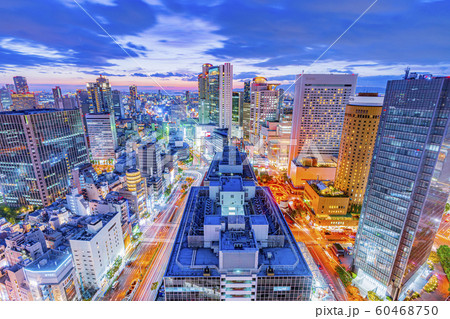 大阪　都市景観　夜景　西梅田方面　 60468750