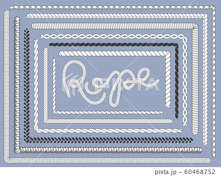 Rope brush. Marine ropes, braided string plait texture knitting rope brushes isolated vector set 60468752