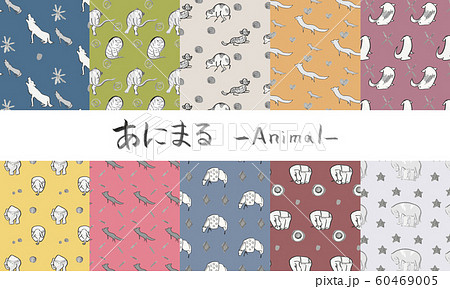 手描き日本画動物イラスト パターン集 01のイラスト素材
