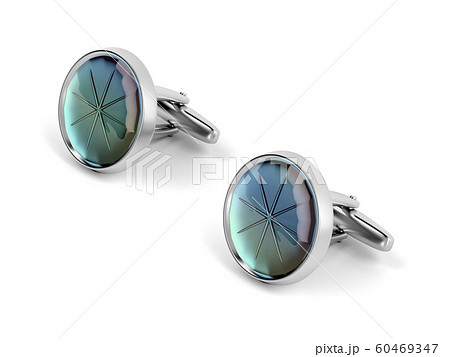Silver cufflinks on white 60469347