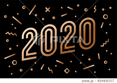 2020, Happy New Year, gold. Greeting card with golden Happy New Year 60469357