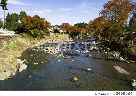 東京都にある秋川渓谷の佳月橋からの紅葉景色（あきる野市、１１月、紅葉まっさかり） 60469634