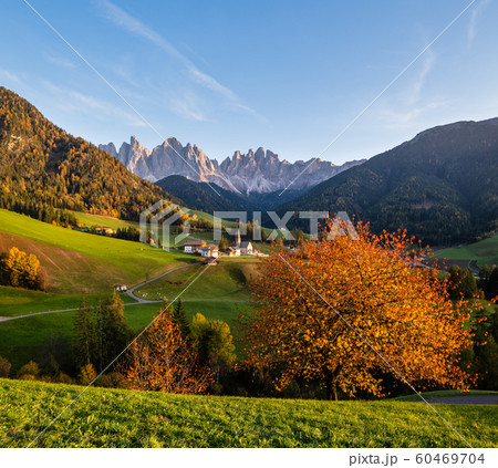 Autumn evening Santa Magdalena famous Italy 60469704