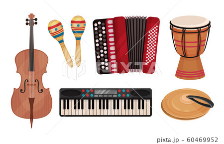 Folk Musical Instruments Vector Set. Classical Slavic Collection 60469952
