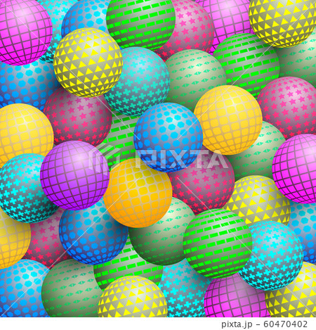 Colorful balls with different shapes on surface. 60470402