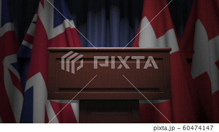 Many flags of Switzerland and the United Kingdom, 3D rendering 60474147