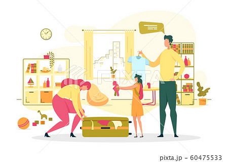 Family Summer Vacation Travel Flat Vector Concept Family Summer Vacation Travel Flat Vector Concept 60475533