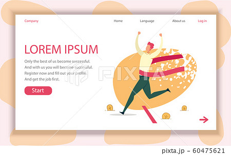 Company Employee Succeeded in Race, Vector Banner. 60475621