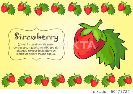 Card for kitchen notes. Blank with strawberry ornament. Kitchen card. A strawberry 60475724