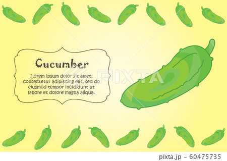 Card for kitchen notes. Blank with cucumber ornament. Kitchen card. A cucumber 60475735