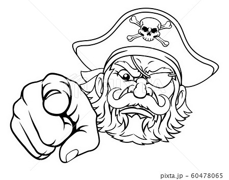 Pirate Captain Cartoon Character Mascot Pointing Pirate Captain Cartoon Character Mascot Pointing 60478065