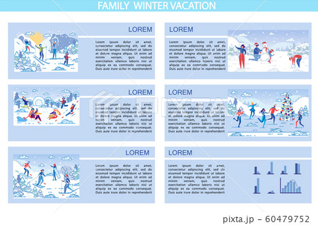 Set, Written Family Winter Vacation, Cartoon. 60479752
