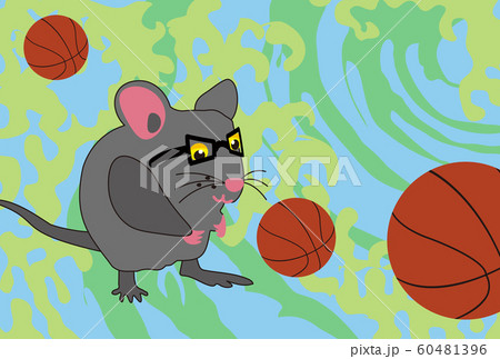 ネズミとバスケットボールのスポーツファンのためのイラスト 60481396
