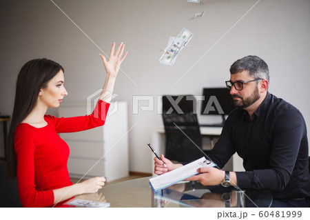 Business. Business Woman Gives Money to Men. Woman Dressed in Red Dress Gives Bribe. Business Man In Gray Jacket Gets Bribe. High Resolution Business. Business Woman Gives Money to Men. Woman Dressed in Red Dress Gives Bribe. Business Man In Gray Jacket Gets Bribe. High Resolution 60481999