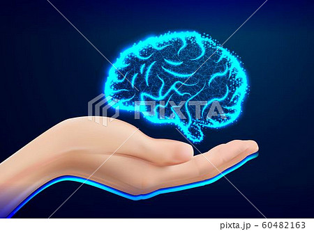 Closeup of female hand in doctors coat ponting or 60482163