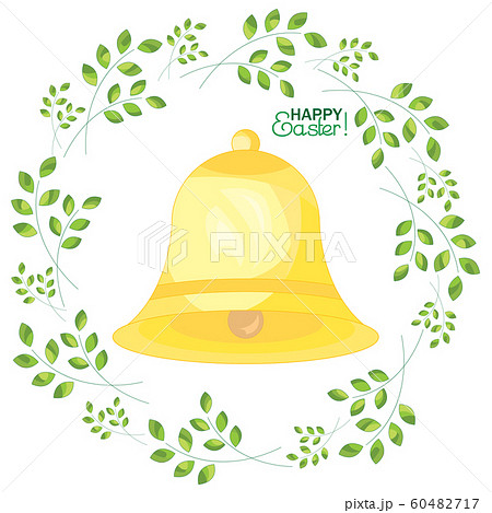 Bell on a background with sprigs. Happy Easter! 60482717
