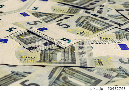 Texture with denominations of 5 euros, euro European currency. Texture with denominations of 5 euros, euro European currency. 60482763