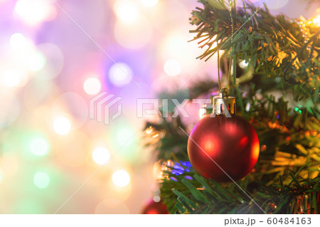 Christmas decoration. Hanging red balls on pine 60484163