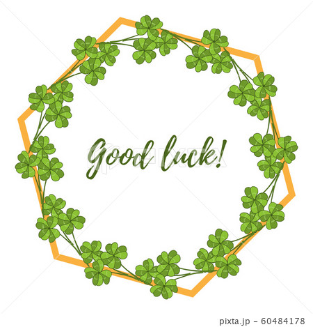 Good Luck Card With Four Leaf Green Cloverのイラスト素材
