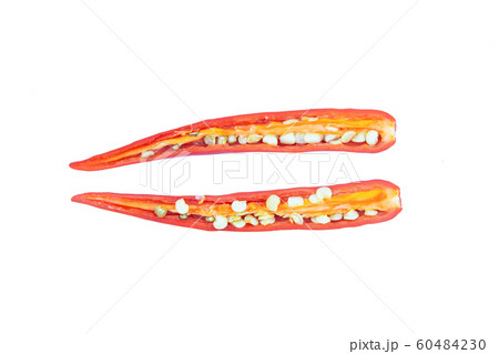 Sliced red chili or chilli pepper isolated on a Sliced red chili or chilli pepper isolated on a 60484230