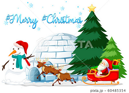 Christmas theme with snowman and igloo Christmas theme with snowman and igloo 60485354