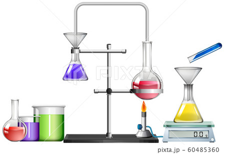 Set of science equipments on white background 60485360