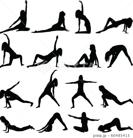 Yoga Exercise Silhouetteのイラスト素材