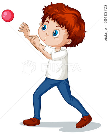 Boy playing ball on white background 60485728