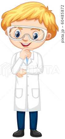 Boy in science gown on white background 60485872