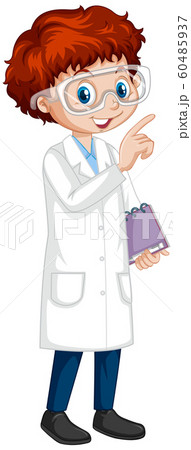 Boy in science gown on white background 60485937