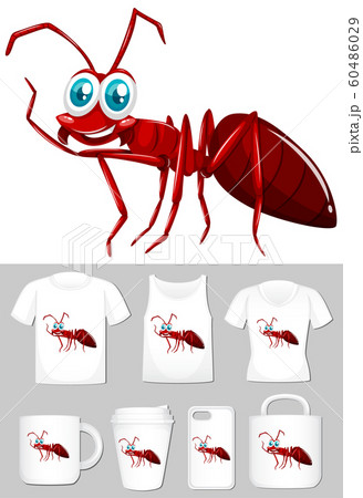 Graphic of red ant on different product templates 60486029