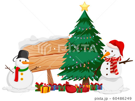 Christmas theme with Snowman and christmas tree 60486249