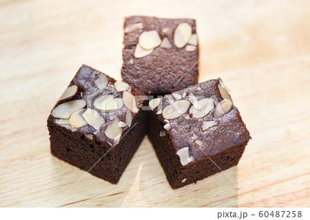brownies cake on the table - chocolate cake slice 60487258