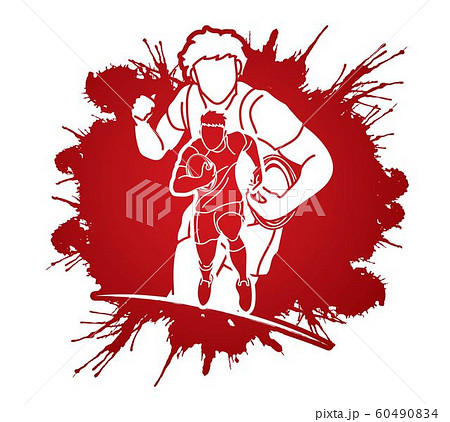 Rugby players action cartoon sport graphic vector. Rugby players action cartoon sport graphic vector. 60490834