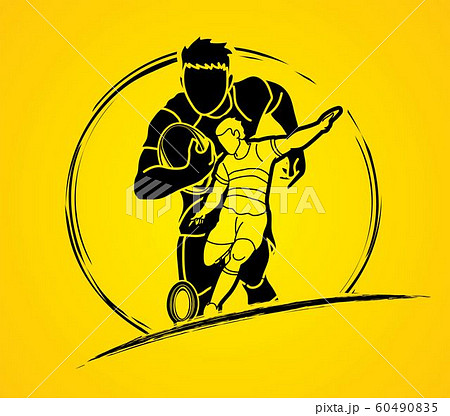Rugby players action cartoon sport graphic vector. 60490835