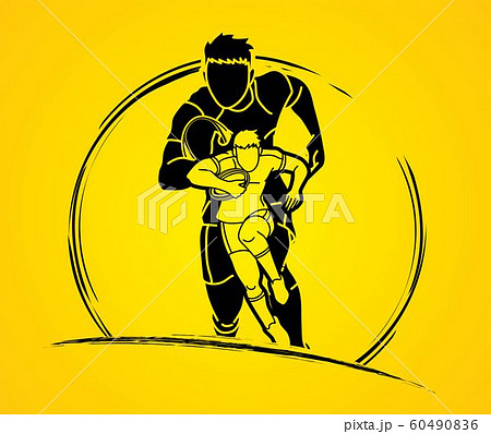 Rugby players action cartoon sport graphic vector. Rugby players action cartoon sport graphic vector. 60490836